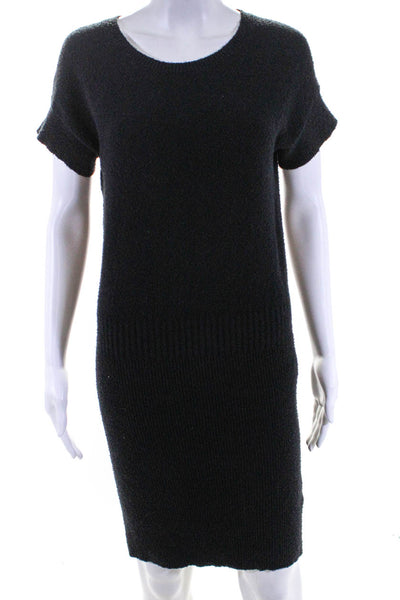 Theory Women's Round Neck Bodycon Sweater Mini Dress Black Size S