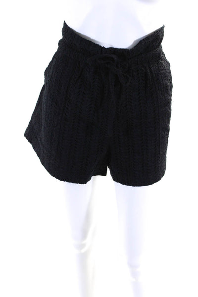 ALC Womens Textured Drawstring Eyelet Mini Shorts Black Size 12