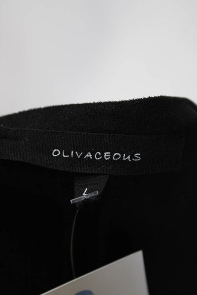 Olivaceous Womens Darted Short Sleeve Round Hem Short T-Shirt Dress Black Size L