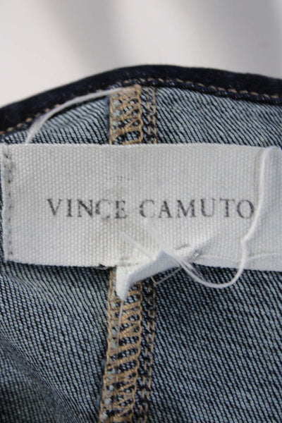 Vince Camuto Women's Short Sleeve Dark Wash Denim Shift Dress Blue Size XL