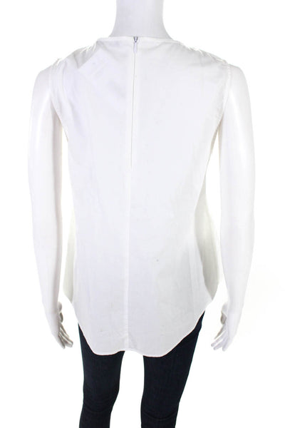 Gerard Darel Womens Cotton Sleeveless Zip Up Peplum Blouse Top White Size 36 4