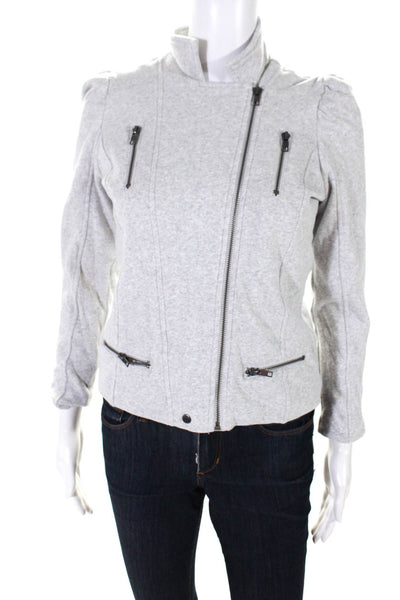 Chaser Womens Gray Cotton Mock Neck Full Zip Long Sleeve Jacket Size 12