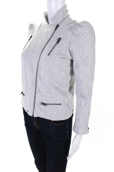 Chaser Womens Gray Cotton Mock Neck Full Zip Long Sleeve Jacket Size 12