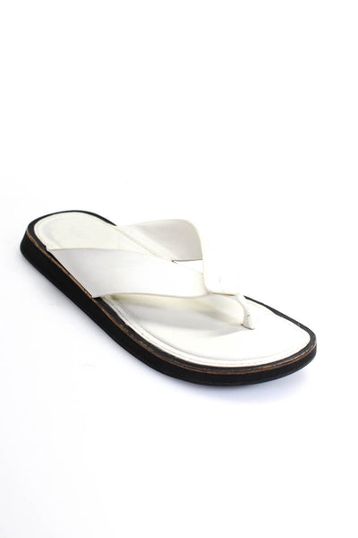 Rag & Bone Womens White Leather Slip On Flat Sandals Shoes Size 10
