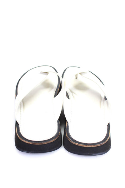 Rag & Bone Womens White Leather Slip On Flat Sandals Shoes Size 10