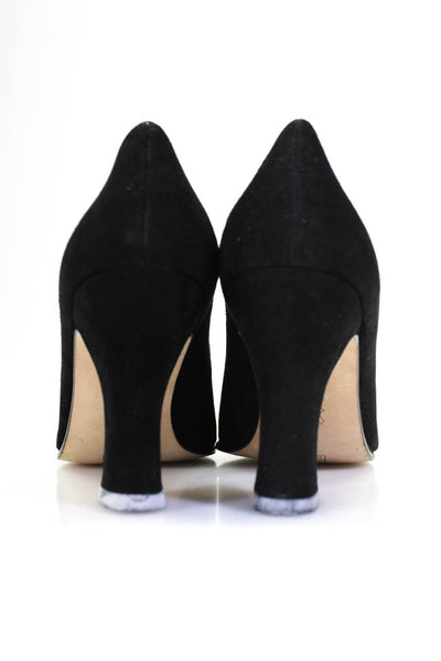 Charles Jourdan Women's Suede Round Toe Block Heel Pumps Black Size 8
