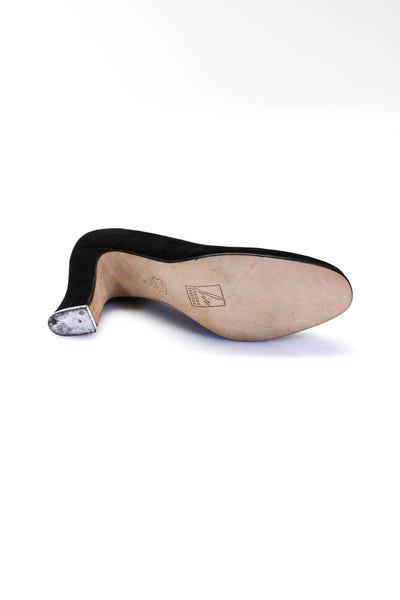 Charles Jourdan Women's Suede Round Toe Block Heel Pumps Black Size 8