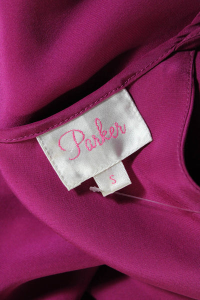 Parker Womens Silk Key Hole Neck Sleeveless Dress Pink Black Size Small