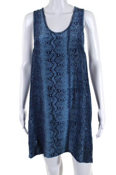 Joie Womens Silk Snakeskin Print Sleeveless Tank Dress Blue Size Medium