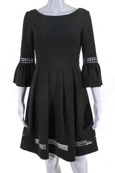 Eliza J Womens Crochet Trim Pleated A Line Dress Black Size 2
