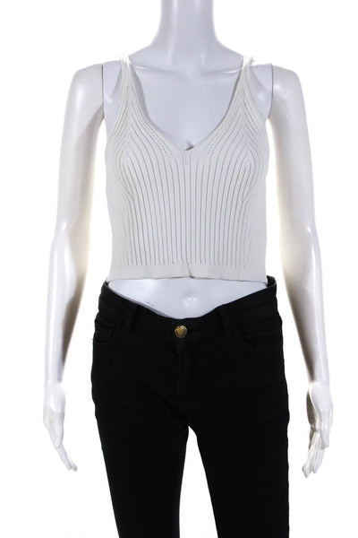 Suncoo Womens Tight-Knit Spaghetti Strap V-Neck Camisole Top White Size S