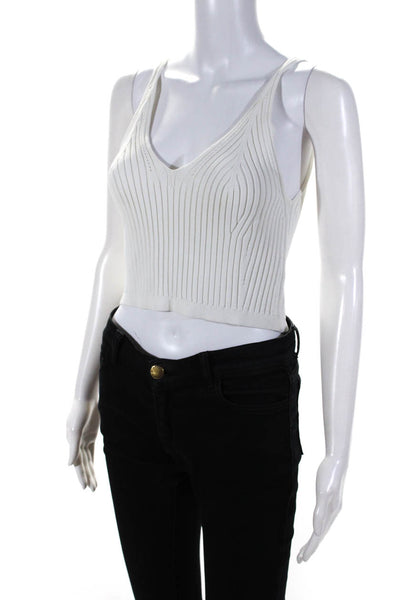 Suncoo Womens Tight-Knit Spaghetti Strap V-Neck Camisole Top White Size S