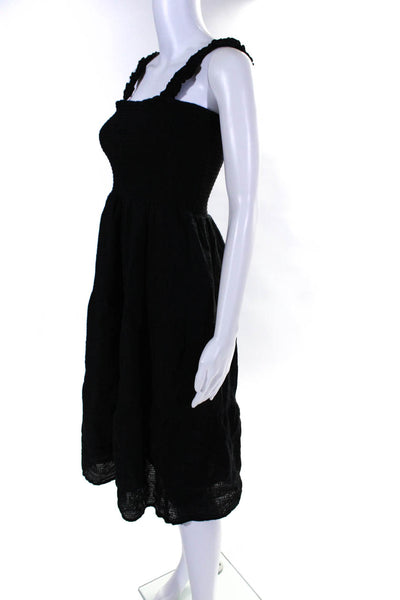 Heartloom Womens Cotton Sleeveless Smocked Tiered Maxi Dress Black Size M