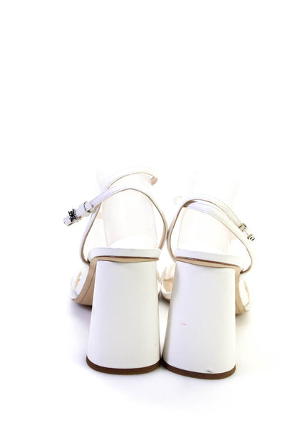 Sam Edelman Womens Kia Ankle Strap Block Heel Sandals White Leather Size 11