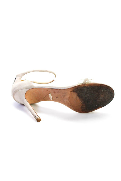 Badgley Mischka Womens Ankle Strap Stiletto Sandals Beige Suede Size 9