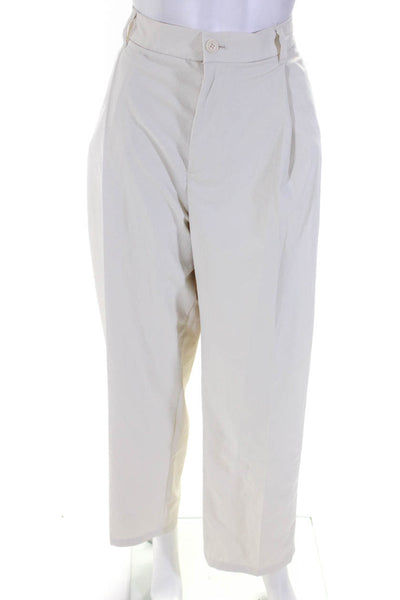Muji Womens Zipper Fly High Rise Pleated Trouser Pants Cream White Size XL