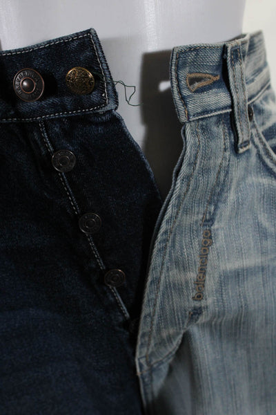 Balenciaga Unifit Unisex Button Fly Double Back Logo Split Wide Jeans Blue 2XS