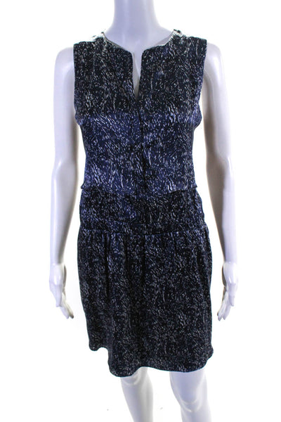 Comptoir Des Cotonniers Women's Silk V-Neck Abstract Print Dress Black Size 38