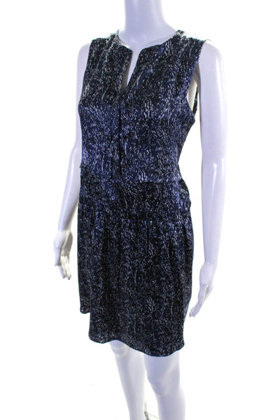 Comptoir Des Cotonniers Women's Silk V-Neck Abstract Print Dress Black Size 38