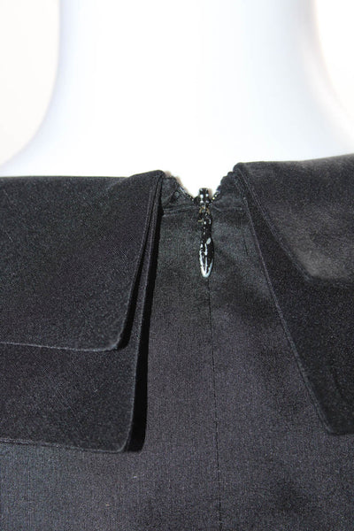 Wayne Women's Silk Short Sleeve Pleated Tea Dress Black Size 6