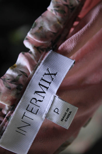 Intermix Womens Silk Floral Print Key Hole Neck Blouse Pink Size Petite