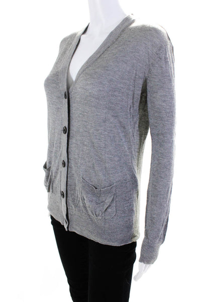 Adam Lippes Women's Long Sleeve Knit Button Down Cardigan Gray Size S