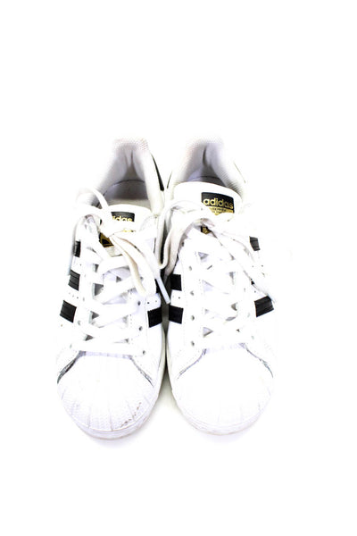 Adidas Womens Leather Low Top Lace Up Shell Top Sneakers White Black Size 5.5US