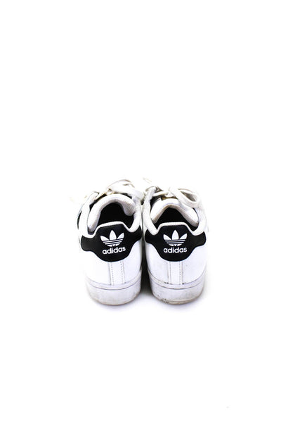 Adidas Womens Leather Low Top Lace Up Shell Top Sneakers White Black Size 5.5US
