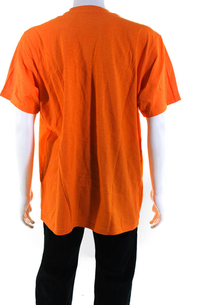 Supreme Mens Cotton Round Neck Short Sleeve Pocket T-Shirt Orange Size XL