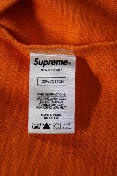 Supreme Mens Cotton Round Neck Short Sleeve Pocket T-Shirt Orange Size XL