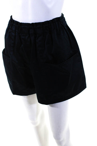 Alexander Berardi Womens Cotton Elastic Waist Patch Pocket Shorts Navy Size 8