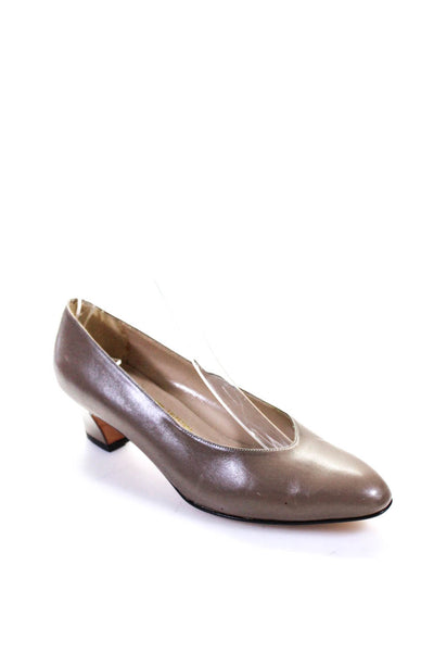 Salvatore Ferragamo Womens Leather Pointed Toe Cuban Heel Pumps Brown Size 7