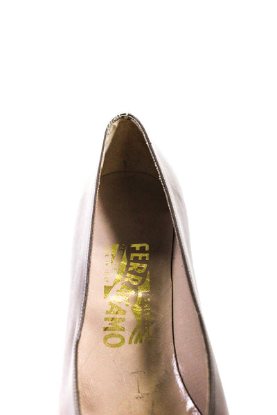 Salvatore Ferragamo Womens Leather Pointed Toe Cuban Heel Pumps Brown Size 7