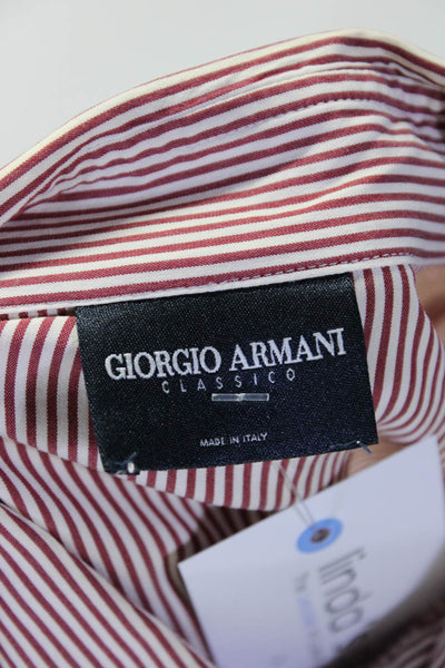 Giorgio Armani Womens Long Sleeve Stripe Button Up Shirt Blouse Red White Small