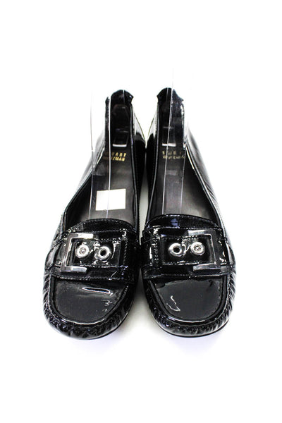 Stuart Weitzman Womens Round Toe Patent Leather Loafers Black Size 9.5