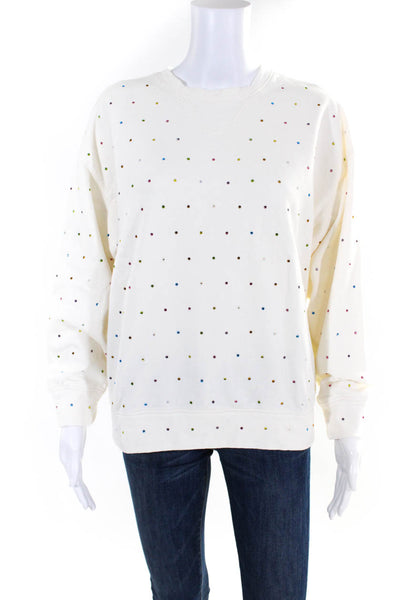Terez Womens Cotton Multicolor Gemstone Pullover Sweatshirt Top White Size XS