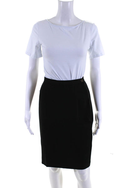 Giorgio Armani Womens 100% Wool Zipper Straight Pencil Skirt  Dark Green Size 38