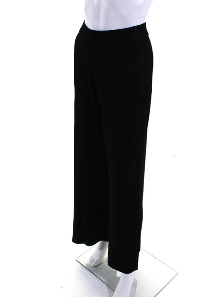 The Westside Womens Metallic Knit Elastic Waist Pants Trousers Black Size XS