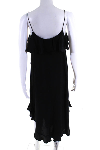 Zimmermann Womens Silk Ruffled Tied A-Line Keyhole Sleeveless Dress Black Size 0