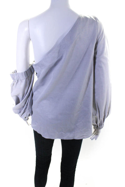 Milly Women's Cotton One Shoulder Long Sleeve Blouse Light Gray Size 8