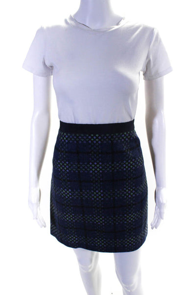 Boden Women's Tweed Plaid A-line Skirt Blue Size 6
