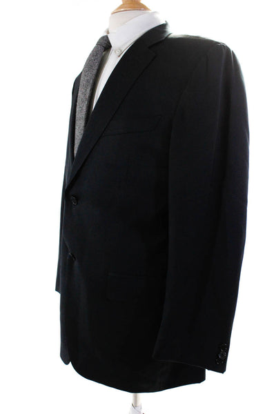 Canali Mens Wool Notch Collar Flap Pocket Suit Jacket Blazer Navy Size 30