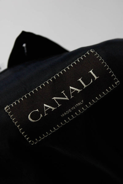 Canali Mens Wool Notch Collar Flap Pocket Suit Jacket Blazer Navy Size 30