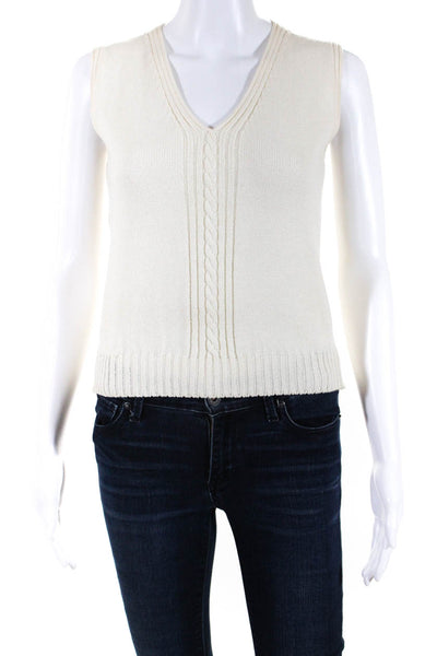 St. John Collection By Marie Gray Womens Santana Knit Sweater Vest White Size P