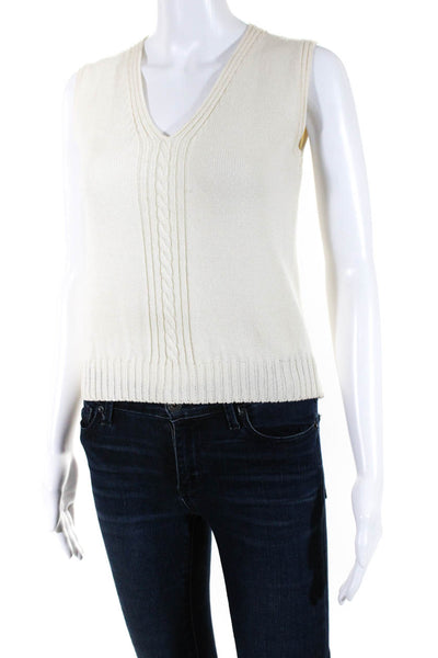 St. John Collection By Marie Gray Womens Santana Knit Sweater Vest White Size P
