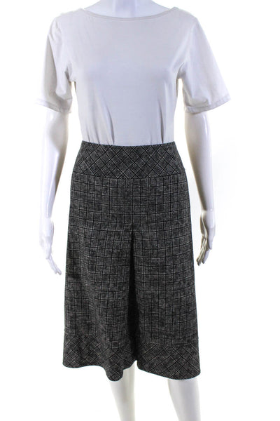 Santorelli Womens Wool Grid Print Front Pleat Zip Up Skirt Gray Size 10