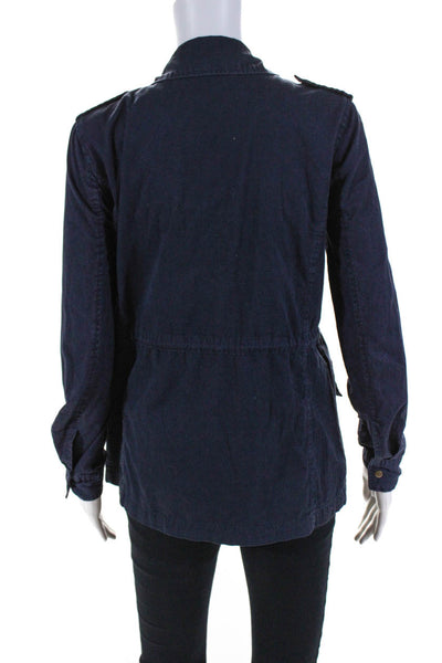 Lily Aldridge For Velvet Womens Cargo Jacket Navy Blue Cotton Size Petite