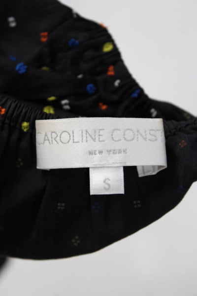 Caroline Constas Womens Puffy Short Sleeves Blouse Black Cotton Size Small