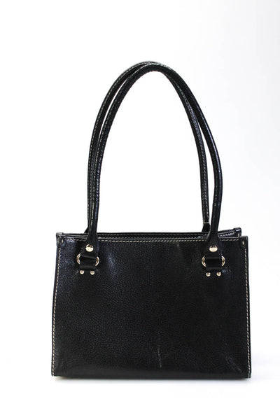 Kate Spade Womens Stud Zip Double Handle Spotted Lined Top Handle Handbag Black