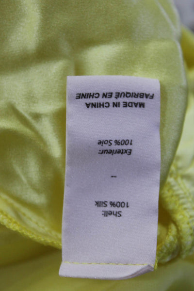 Cinq à Sept Womens Solid Yellow Silk V-Neck Sleeveless Flowy Blouse Top Size XL